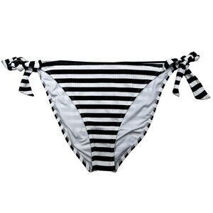 Swimsuits for All Bikini Bottom Size 16 Black White Stripes Cheeky Side Ties NEW